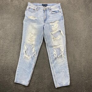 Aeropostale Mom Jeans Size 4 Light‎ Wash Distressed Ripped Denim Womens
